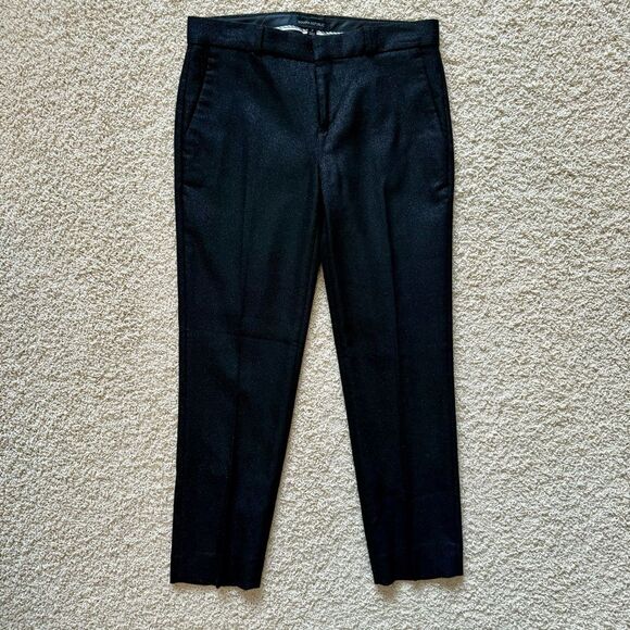 BANANA REPUBLIC Avery Fit Sparkle Pants Slim Straight Black Silver Metallic 2 - Picture 2 of 8